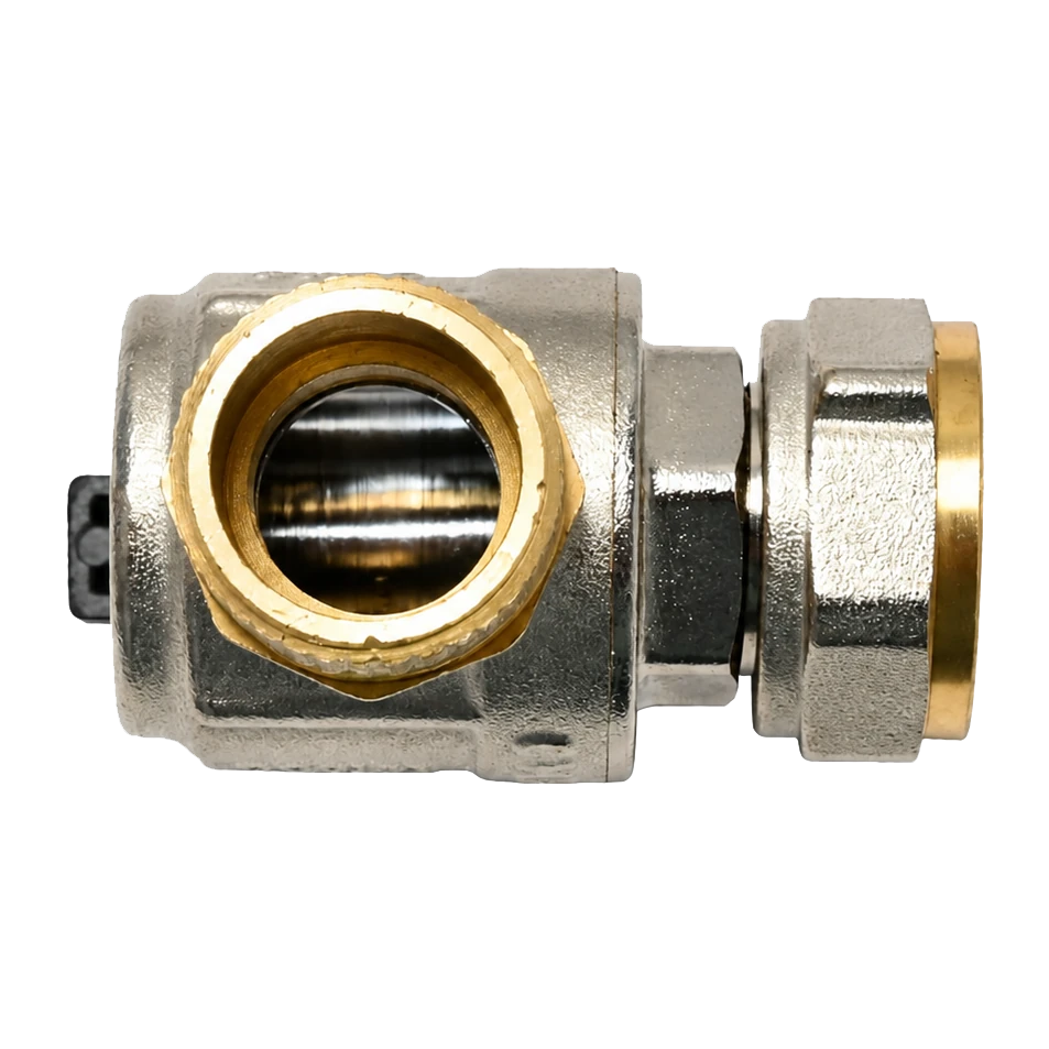Кран шаровый латунный угловой 3/4'' с накидной гайкой