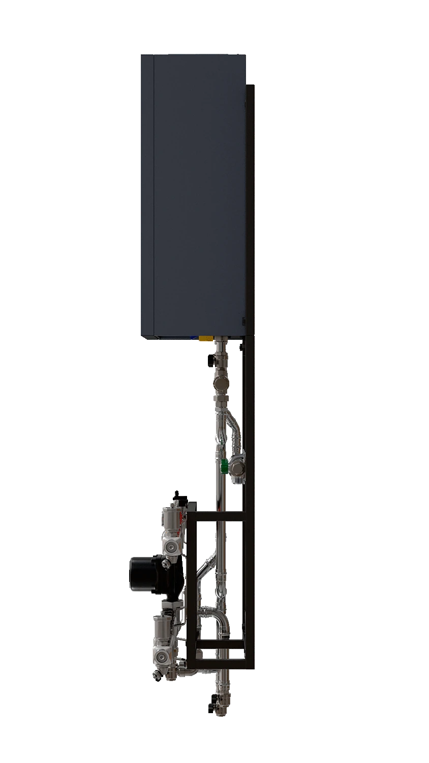 Основа системы отопления E8 HeatBox на 9 контуров отопления с газовым двухконтурным котлом E8GHB24W, трубы нержавеющая сталь