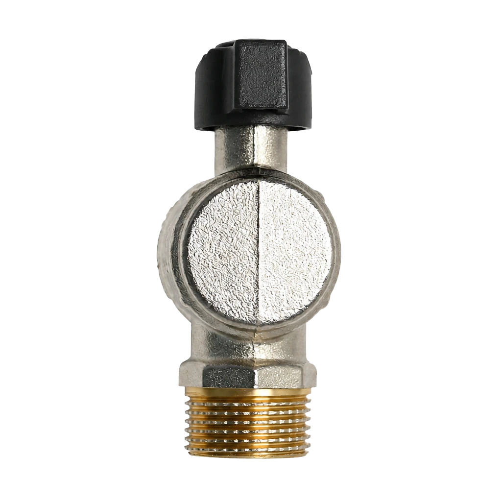 Кран шаровый латунный угловой 3/4'' с накидной гайкой